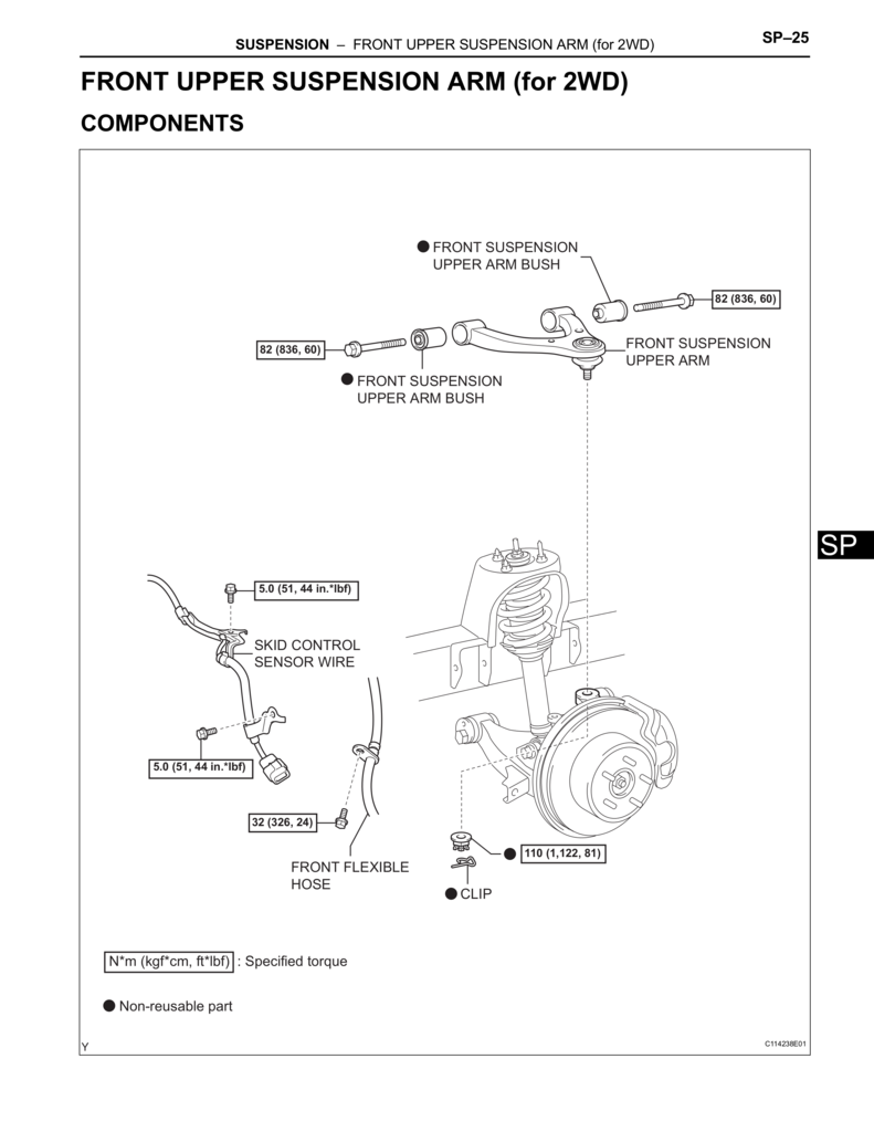 Toyota Tacoma front upper suspension components 
