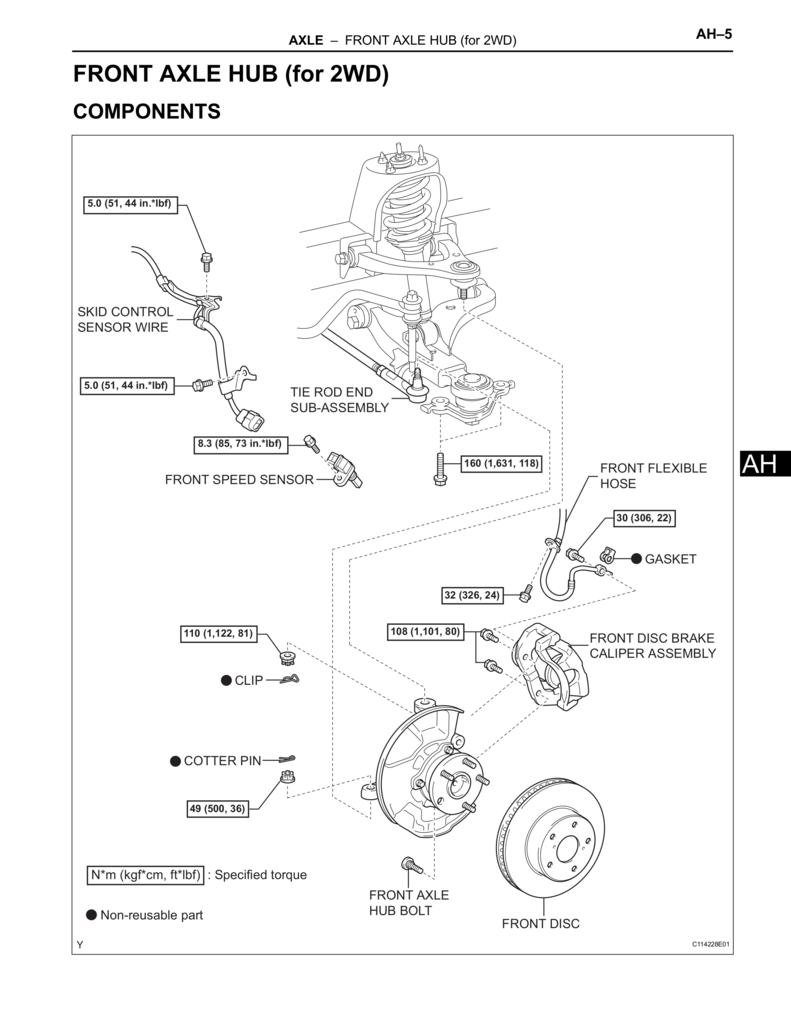Toyota Tacoma 2wd front axle components