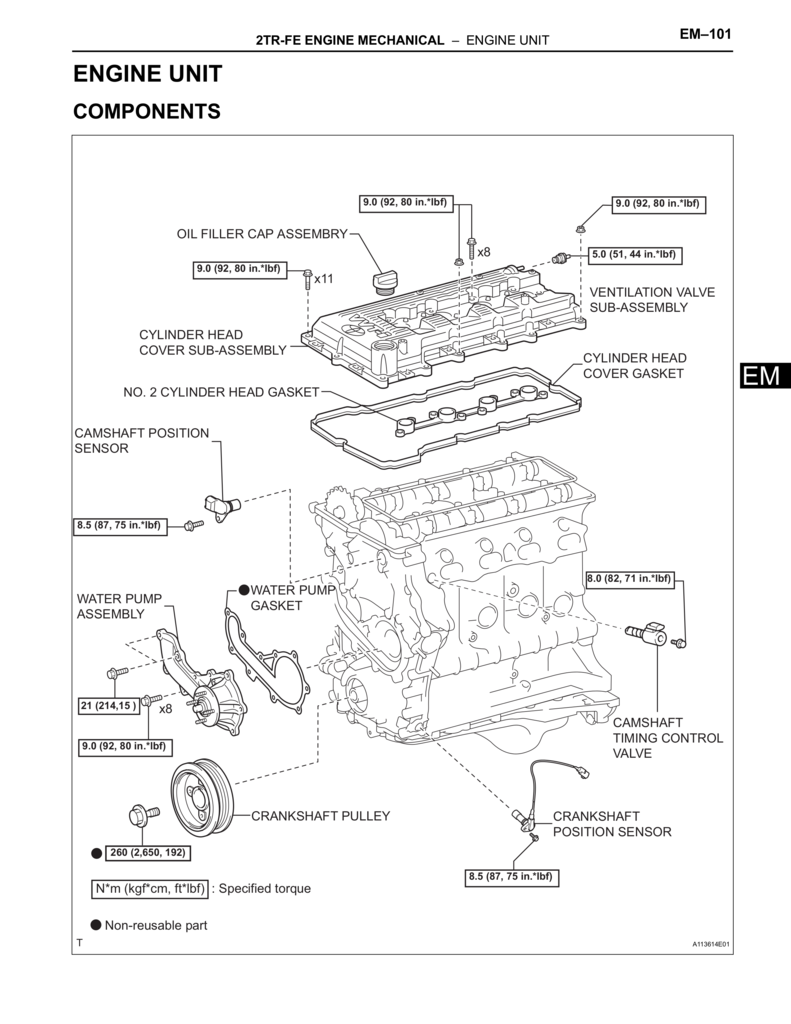 2TR-FE Engine internal assembly