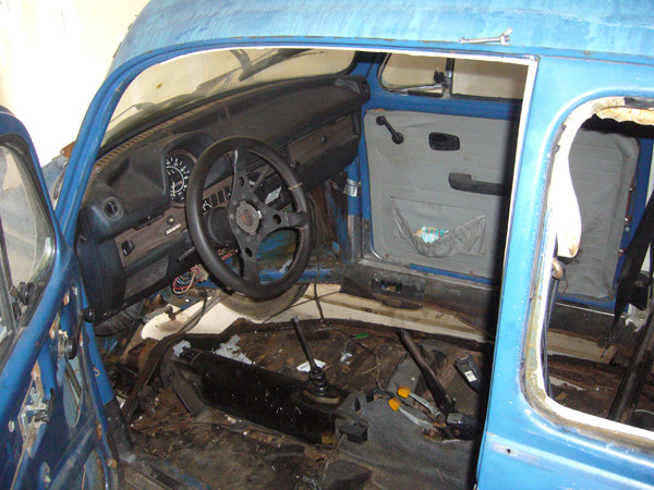 VW Beetle interior removed