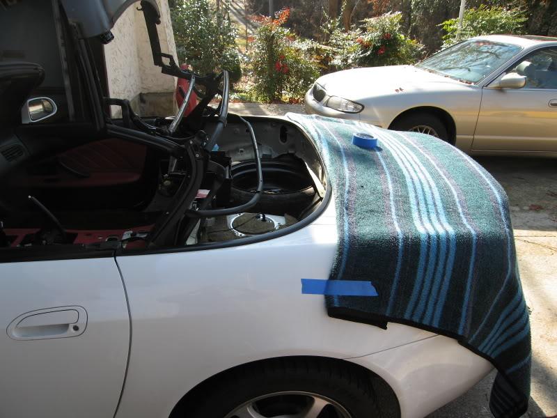 blanket covering rear to protect paint