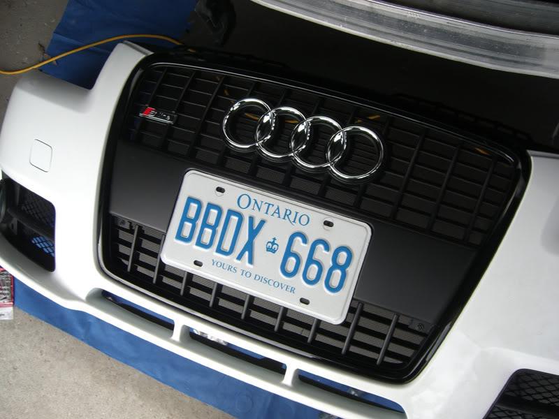 Audi A3 blackout grille installed