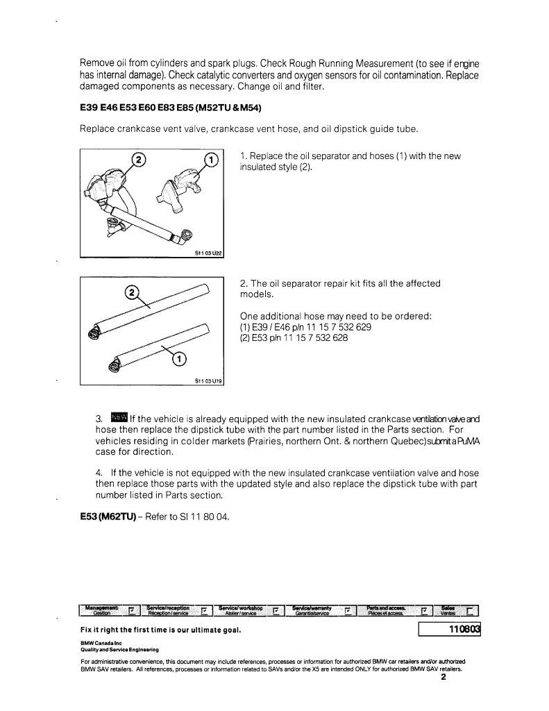BMW E39 Crankcase Ventilation System information