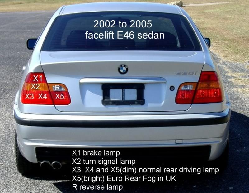 BMW E46 tail light bulb diagram