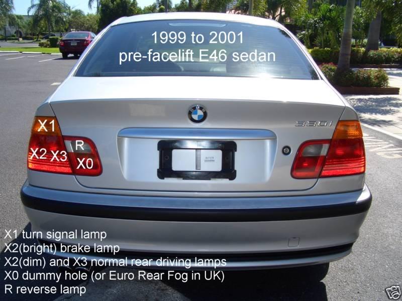 BMW E46 tail light bulb diagram