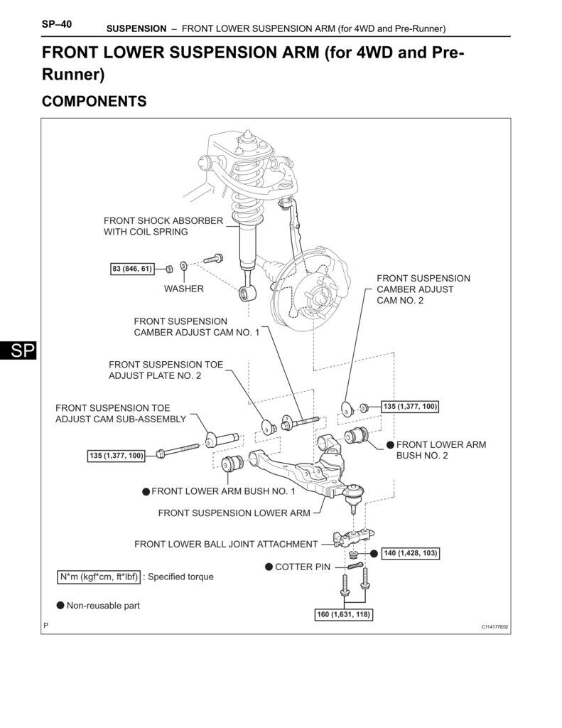 Toyota Tacoma 4WD and Pre-Runner lower suspension arm