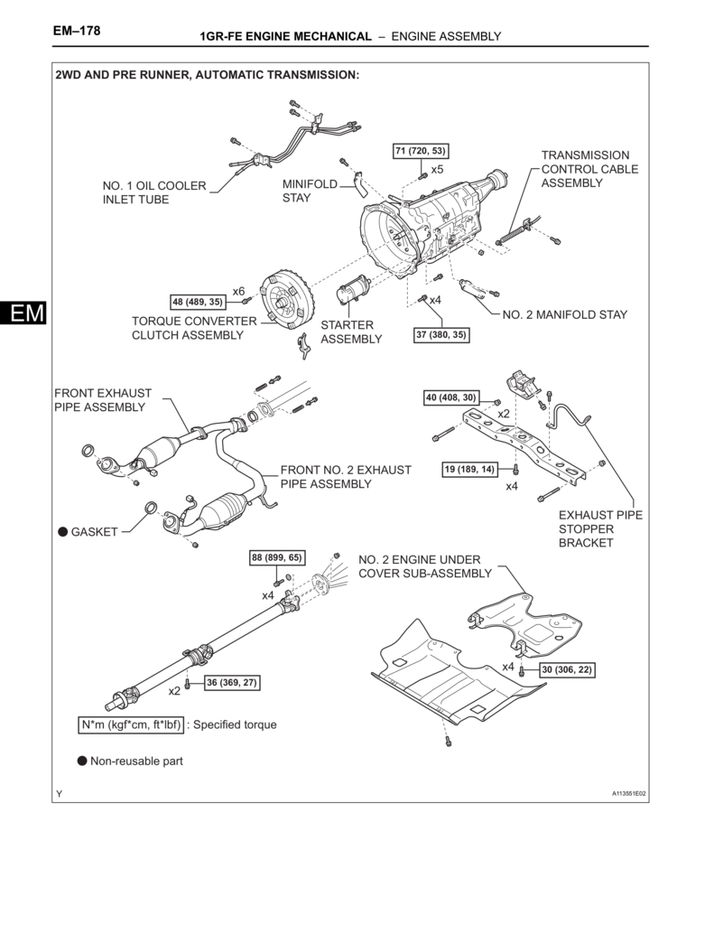 1GR-FE Engine main assembly