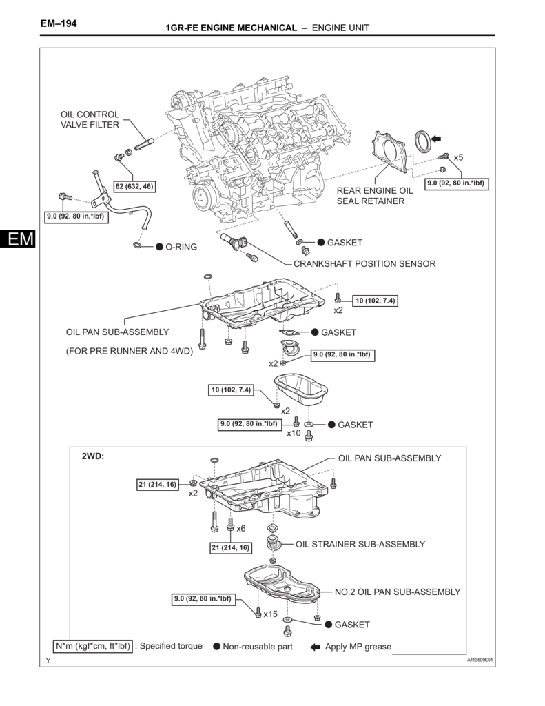 1GR-FE Engine internal assembly