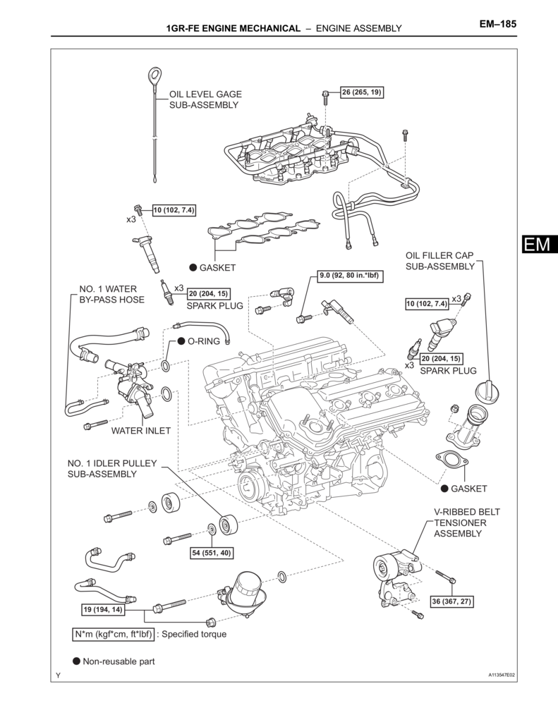 1GR-FE Engine main assembly