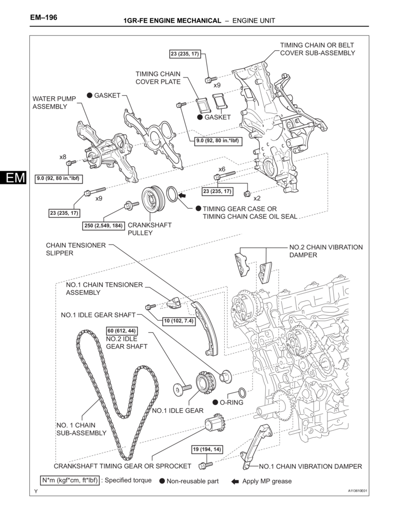 1GR-FE Engine internal assembly