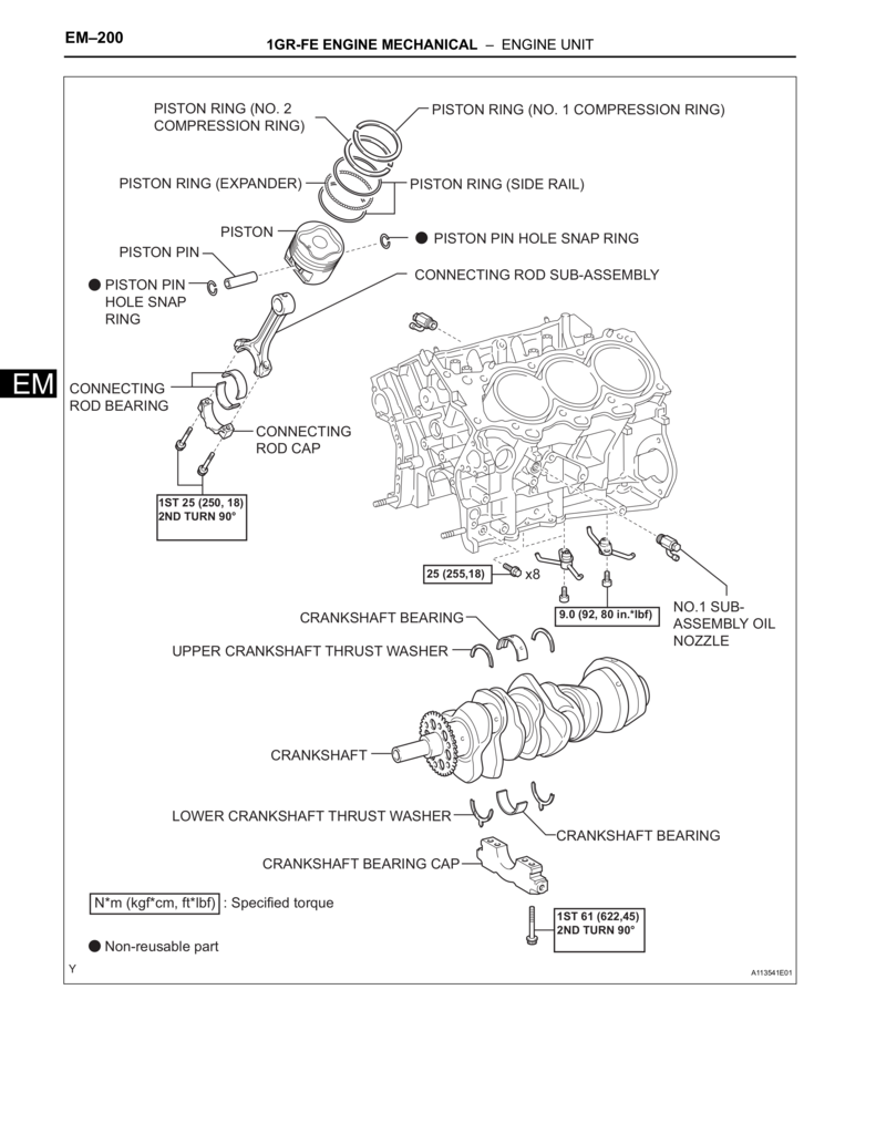 1GR-FE Engine internal assembly