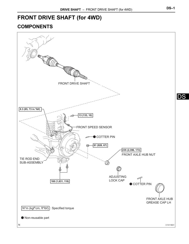 Toyota Tacoma 4WD front drive shaft