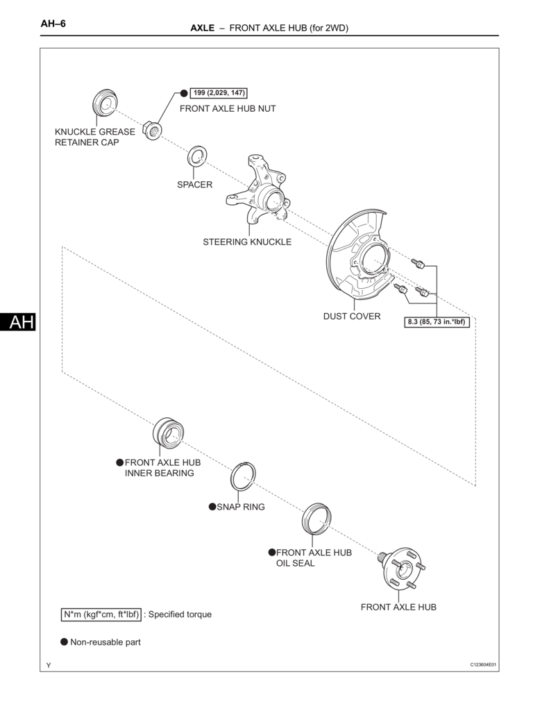 Toyota Tacoma 2wd fron axle components