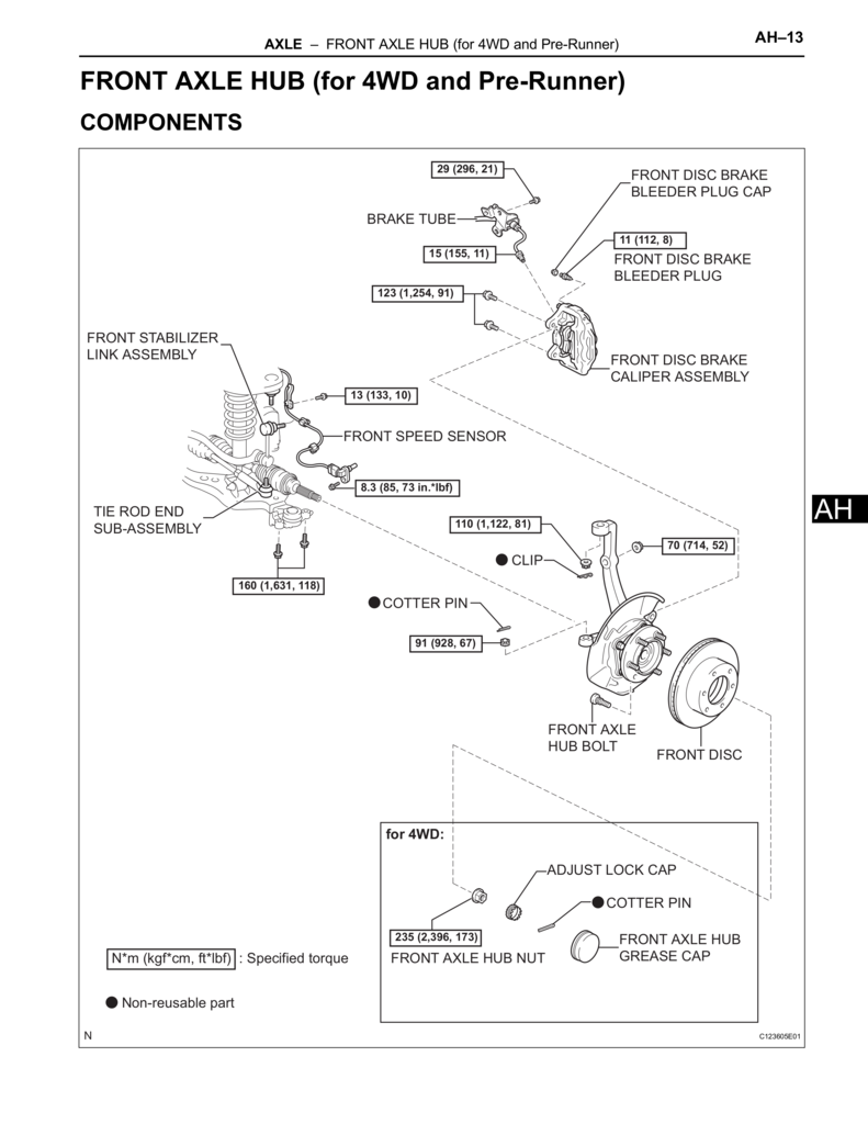 Toyota Tacoma 4wd and Pre-Runner front axle hub