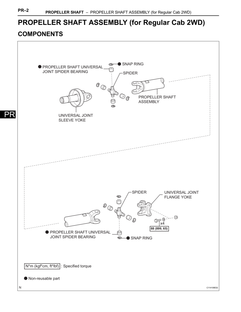 Toyota Tacoma driveline 2wd reg cab (prop shaft)