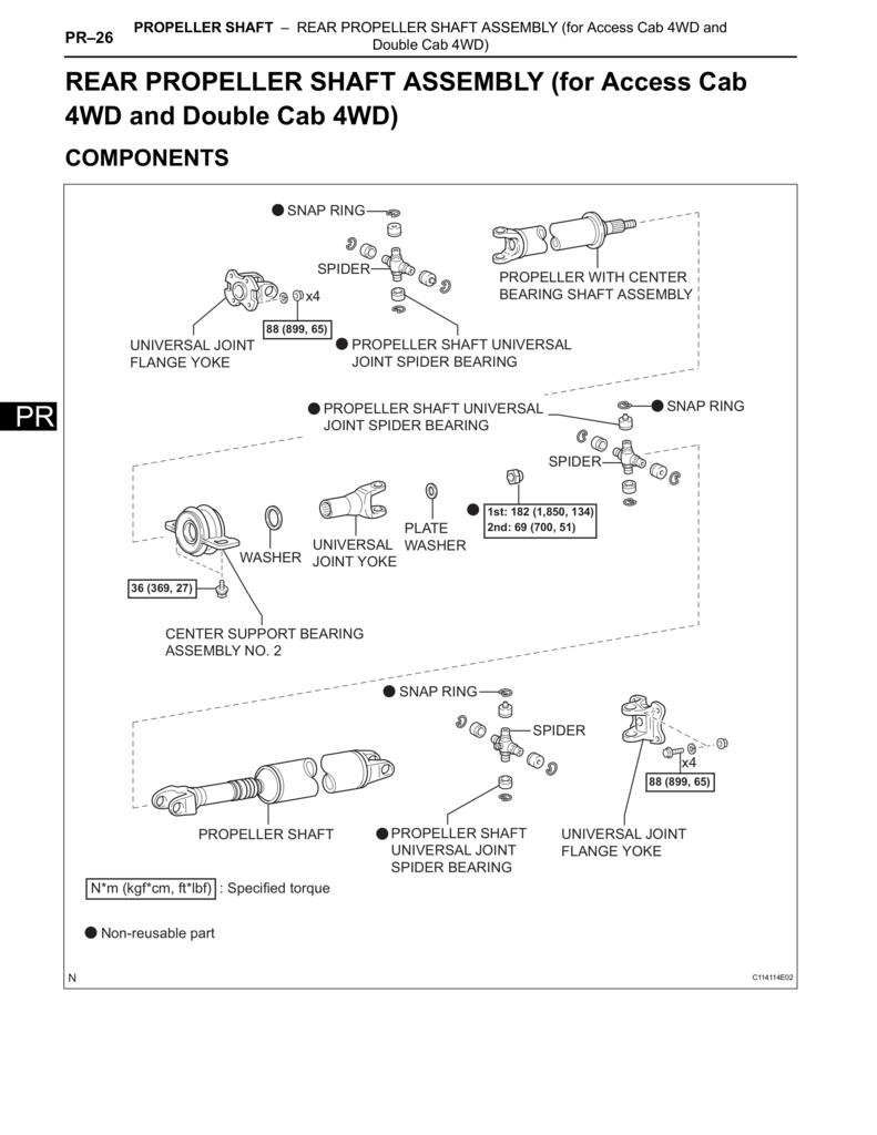 Toyota Tacoma 4wd Access cab and double cab rear propeller shaft assembly