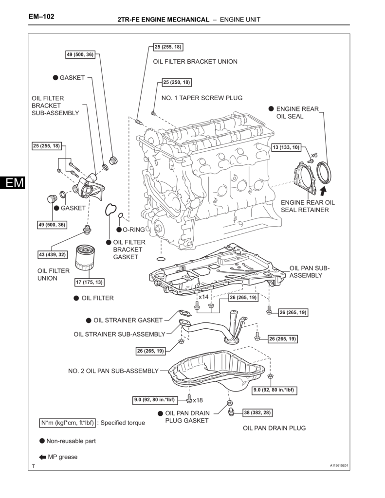 2TR-FE Engine internal assembly