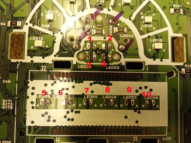 Mini Cooper speedo LED locations 