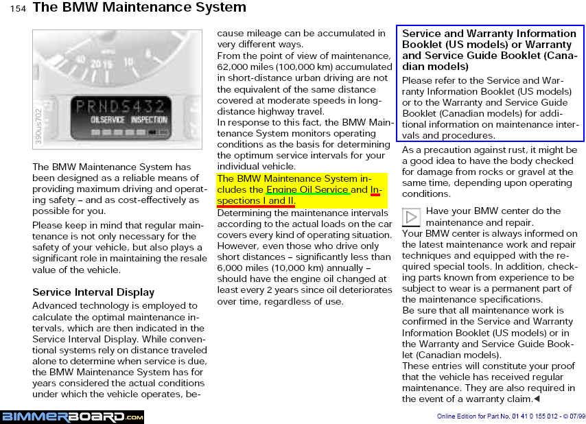 BMW maintenance system