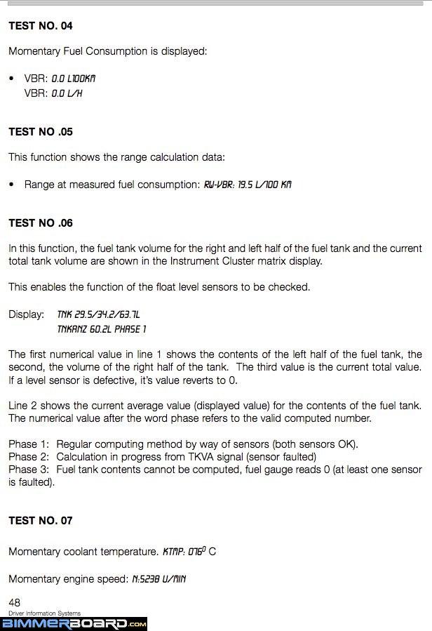 BMW E38 BC test functions