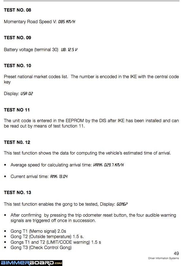 BMW E38 BC test functions