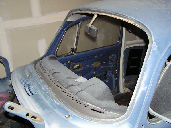 VW Beetle windshield removed