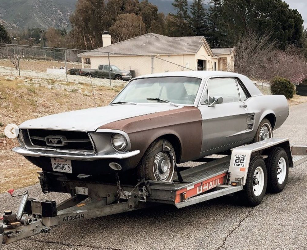 1967 Ford Mustang on trailer