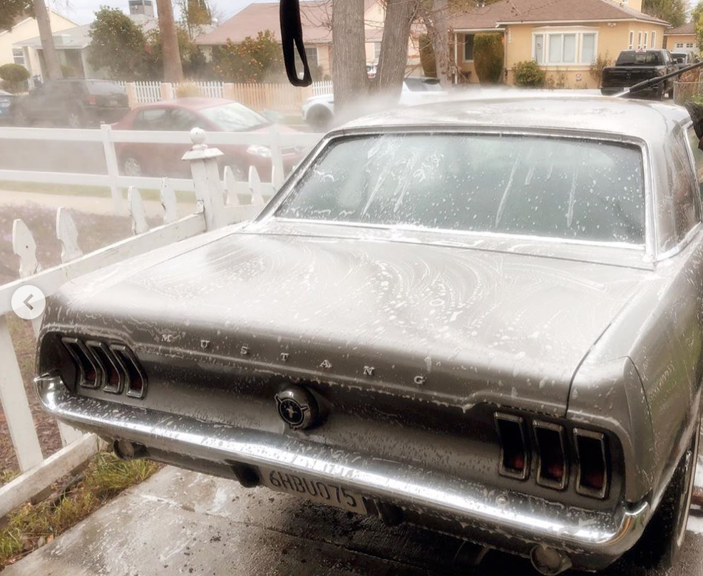 washing 1967 Ford Mustang