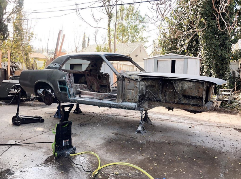 1967 Ford Mustang stripped and pressure washed
