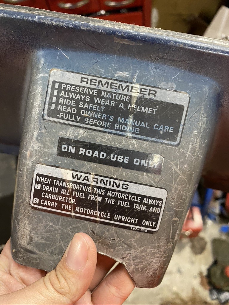 *REMEMBER*
-Preserve Nature.
^ Most important instruction hands down.
This piece covers all the wiring on the steering head and I was missing it originally. I have it stripped down now and primed but it will need some repairs which I will be doing with fibreglass over the winter