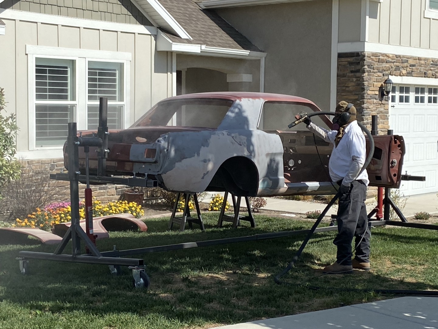 Did not expect to see that much body filler under the paint. This made the decision to blast the whole car worth it so I knew what really needed to be done to make it right. 